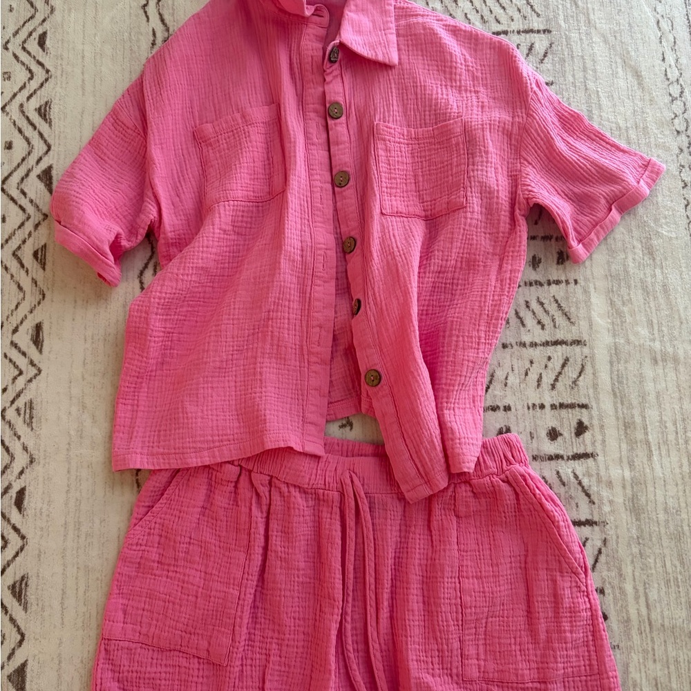 SHEIN Pink waffle set never worn